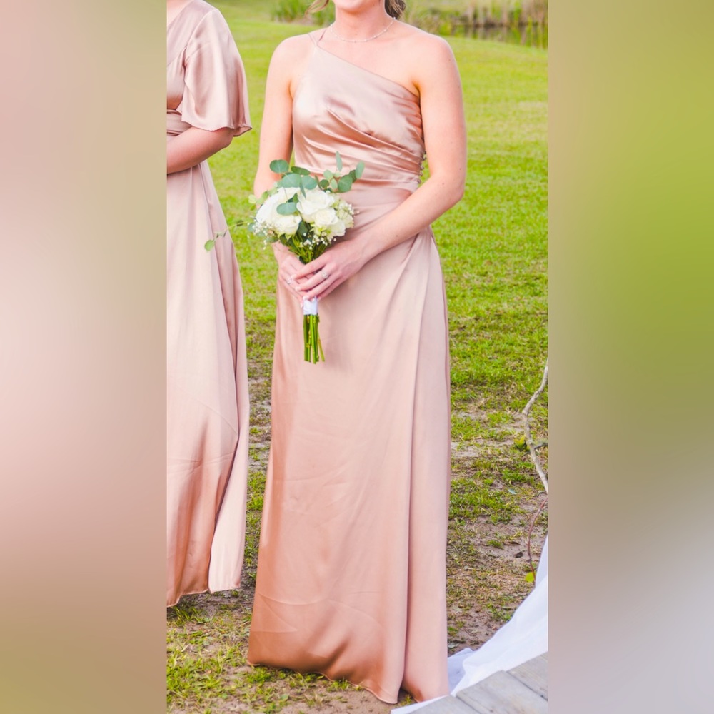 David’s Bridal Galina Signature Draped One-shoulder Bridesmaid Dress